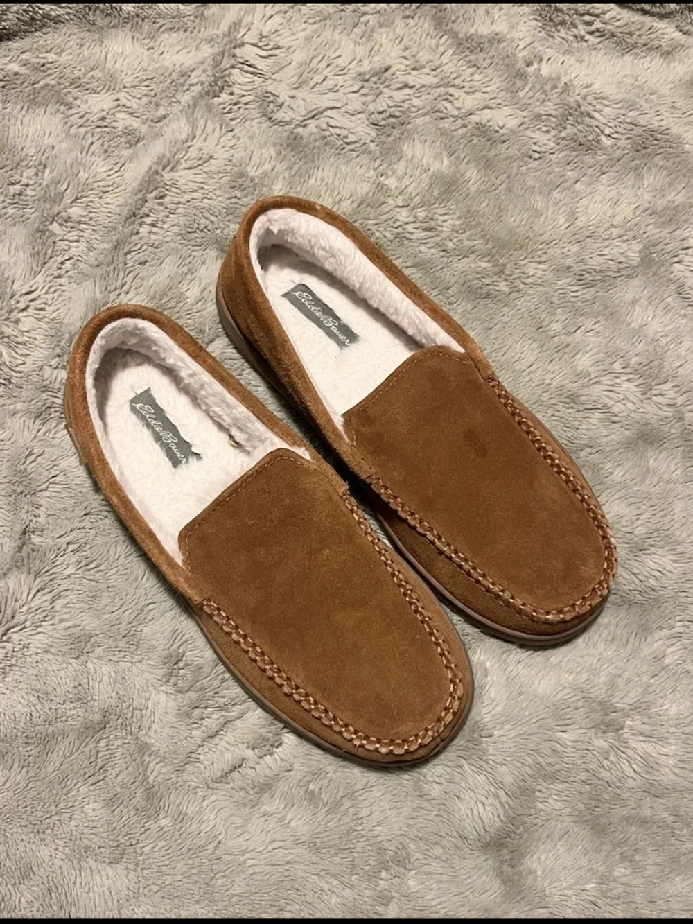 Eddie Bauer Men's Suede Slip-On Loafers in Chestnut Brown